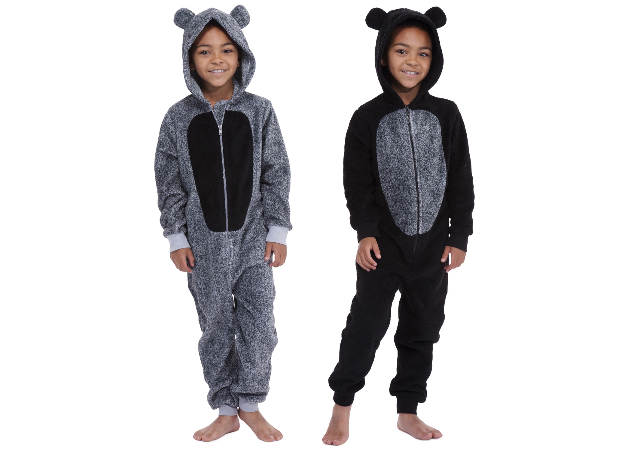 Kids Girls Boys Hooded Fleece Onesie All In 1 Jumpsuit Pjs Pyjamas Size